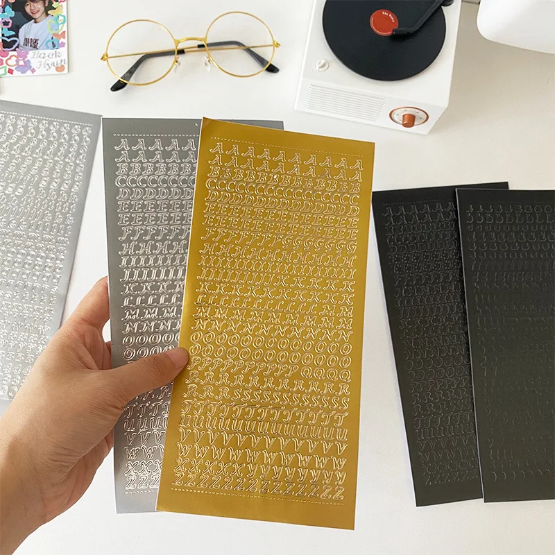 1 list nepremokavý anglický list digitálna dekoratívna zlatá nálepka Scrapbooking DIY Label Denník Album Planner