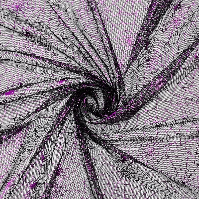 1 m Halloween Purple Spider Web Tkanina 39,4 x 59 palca čierna pavučina sieť Halloween čarodejnícka remeslá kostýmy závoj klobúk