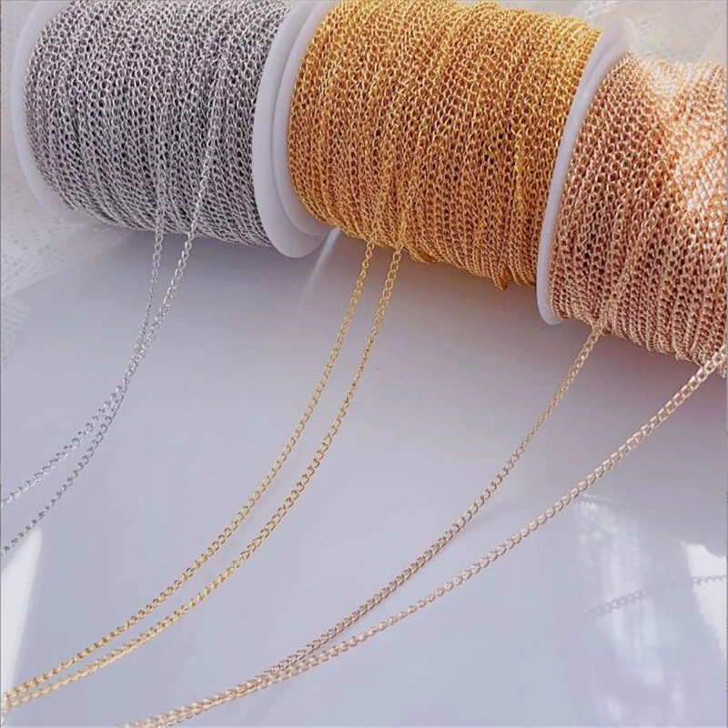 1 meter bez flade rolo link reťazce chvost Rozšírte reťaz pre DIY šperky výroba náramku Tassel tenké reťaze