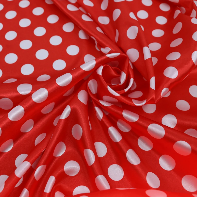 1 meter x 1,48 metrov červená polka dot tkanina Satén DIY šijací materiál tissu Polyester