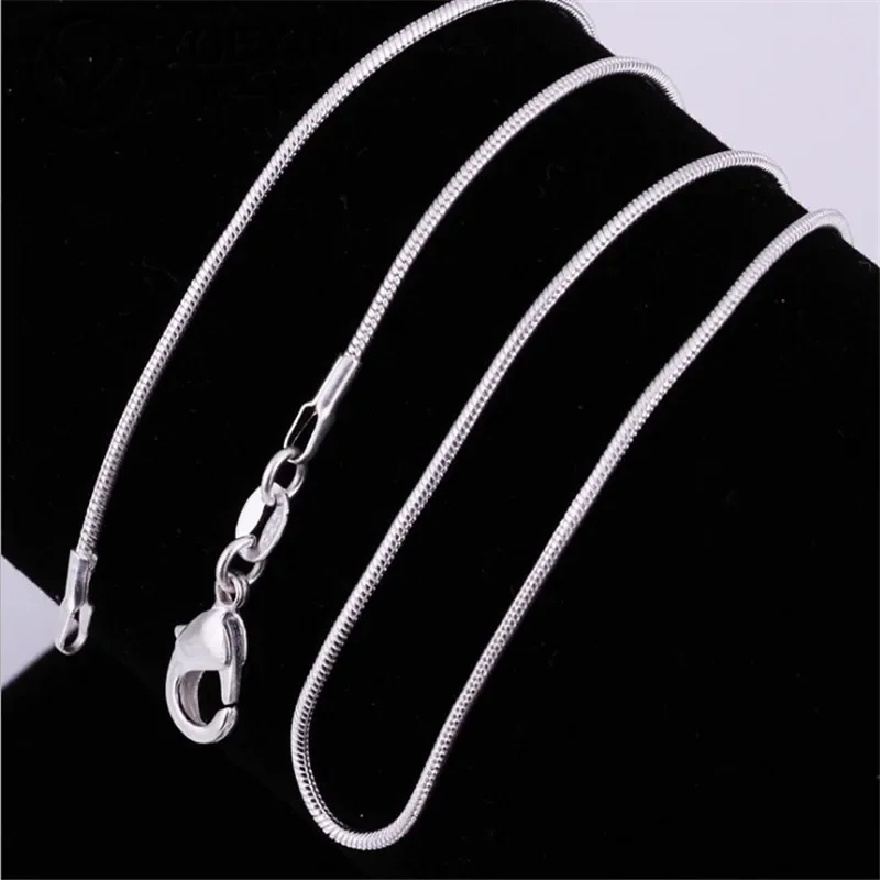 1 mm 925 Sterling Silver Chain Fashion Sliver náhrdelník Vysoko kvalitný hadový reťazec pre mužov a ženy šperky