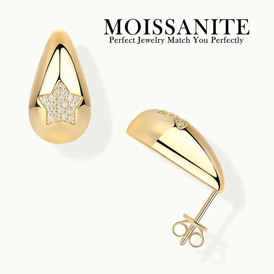 1 mm náušnice Moissanit Star - 925 Dizajn slzy striebornej slzy pre nadčasovú eleganciu