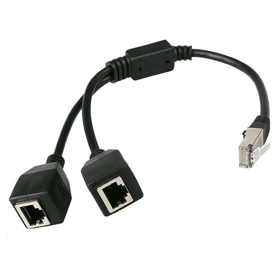 1 muž do 2 žien 2 spôsoby portov RJ45 Ports Ethernet Network Splitter Adapter 1 až 2 Rozšírenie konektora LAN Double Ports