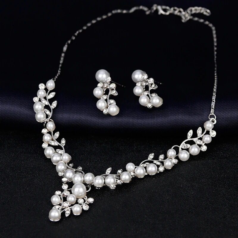 1 nastavená módna imitácia perla krátke náhrdelníky náušnice šperky scéna Prom Party Accessory