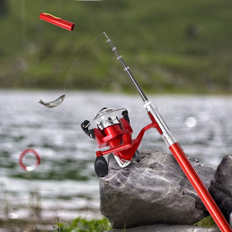 1 nastavená teleskopická mini prenosná vrecká na odlievanie rybárska tyč uhlíkovú navijak hliníkovú zliatinu spinning ultralight Feeder Fish Pole