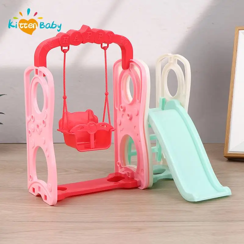 1 nastavené doplnky pre bábiky Slide Amusement Park pre bábiku 1/12 veľkosti bábiky Nábytok Materská škola Slive Swing Play House DIY Toy