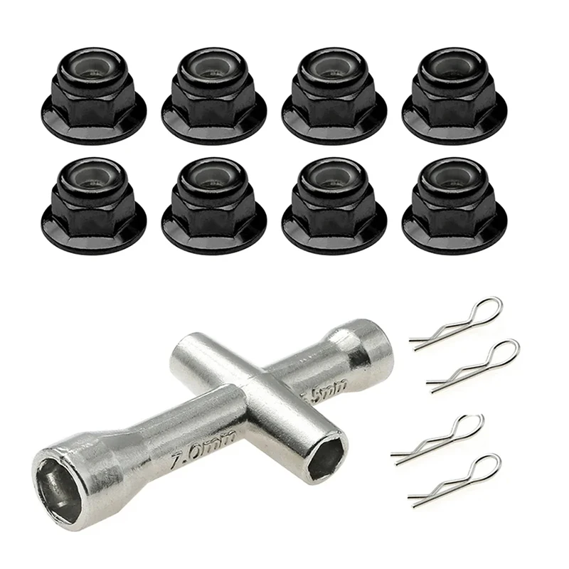 1 nastavený kovový M4 Breck Lock Nuts Anti-Skip Hex Adapter pre 1/10 1/8 1/14 RC CAR CRAWLERHSP SCX10