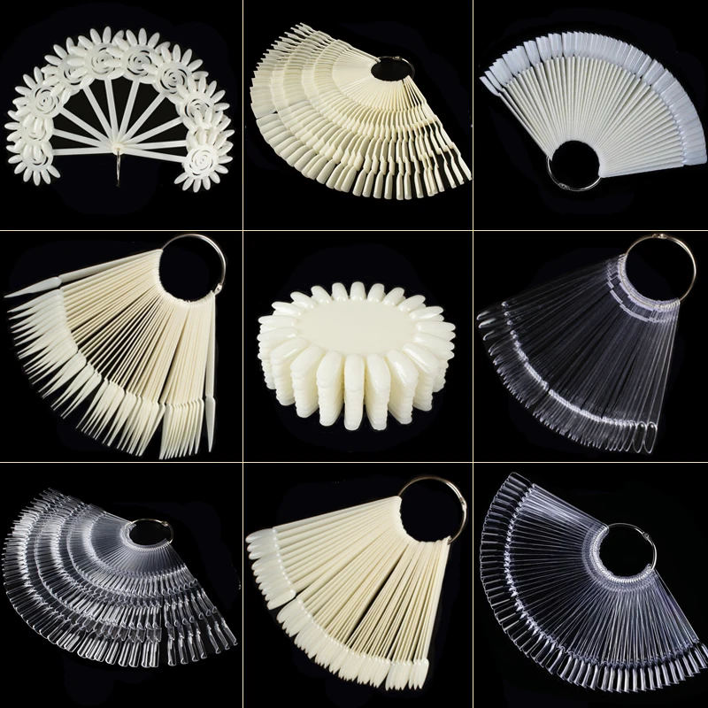 1 nastavte falošné tipy na nechty Čistá príroda Čierny nechtový umelecký displej Oval Fan Style Style Lover Poľh Tipy Tips
