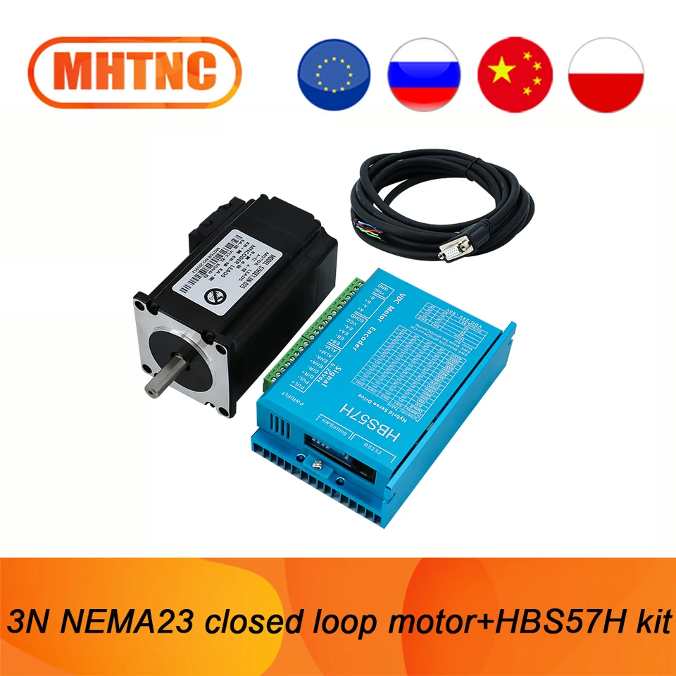 1 Nastavte NEMA23 425Oz-in Close Loop SPECPER MOTOR 3NM & HBS57H SERVO Driver 24-80V a 3 metre káblového kábla KONKERA