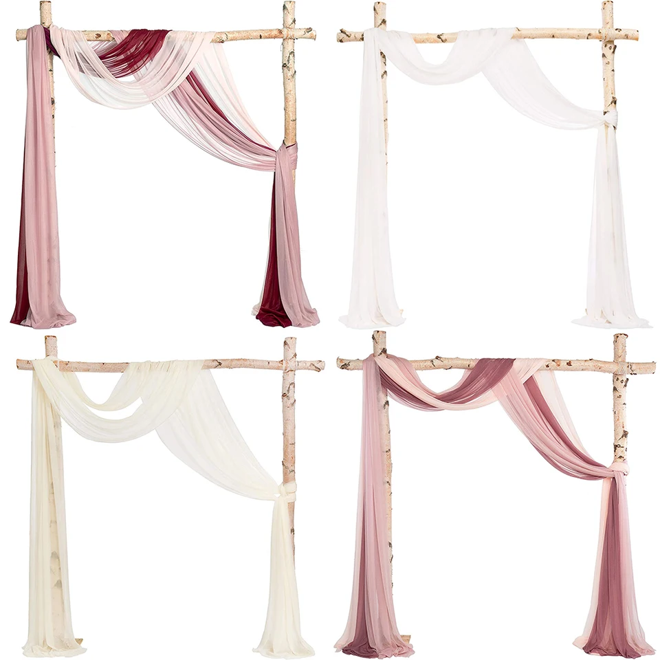 1 panel 9.8/18 stôp Burgundsky tkanina Drapes White Svadobný oblúk Nákladové tkanina Kadový záves obrad