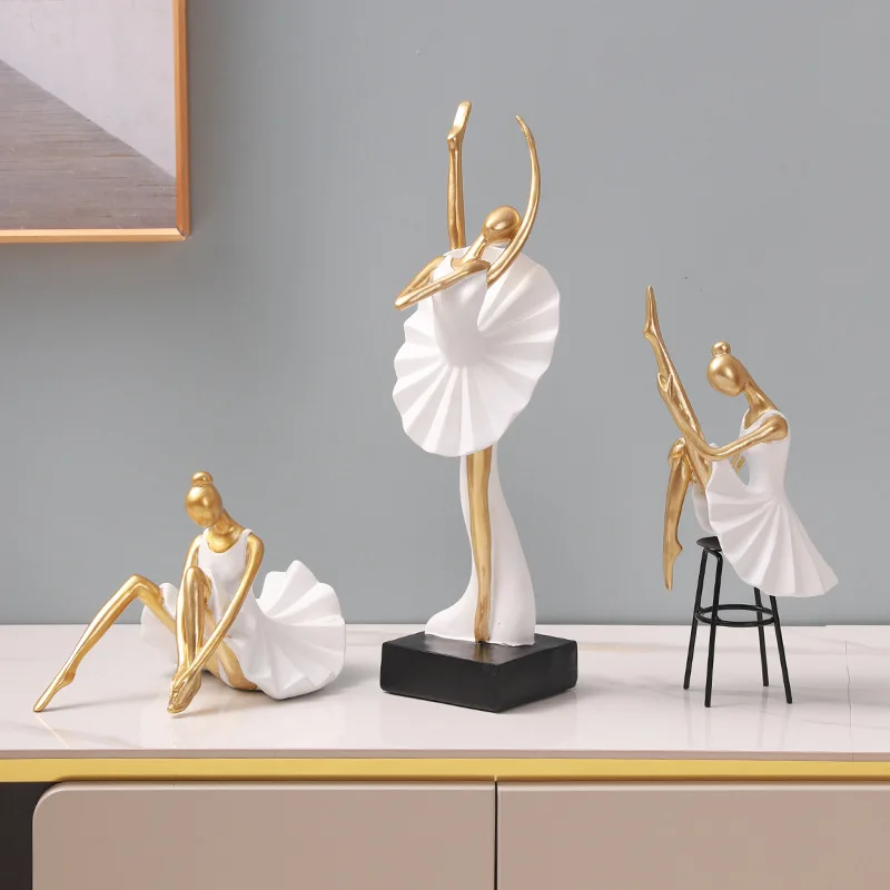 1 PC Balet Girl Gold Home Decor Abstraktné umenie moderné sochy sochy estetický stôl jedálenský stôl moderná obývacia izba