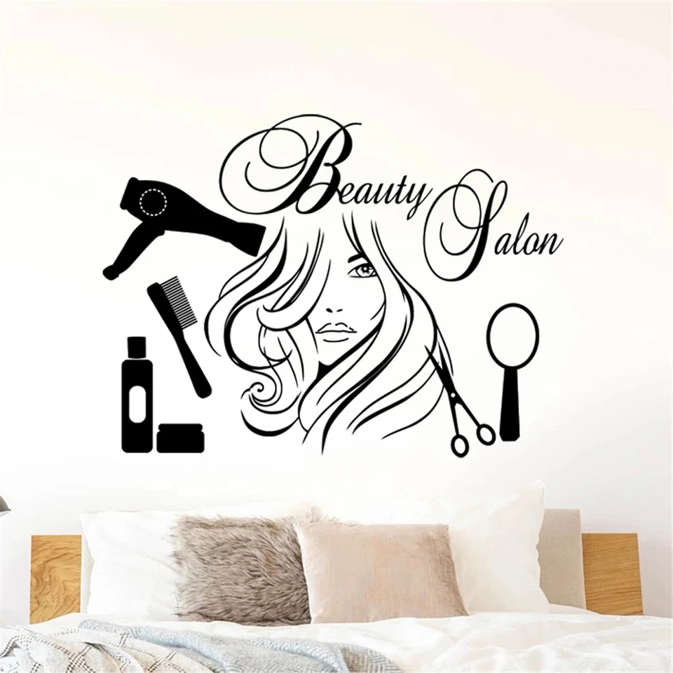 1 PC Cool Beauty Salon Wall Strepka na stenu odnímateľné steny na steny