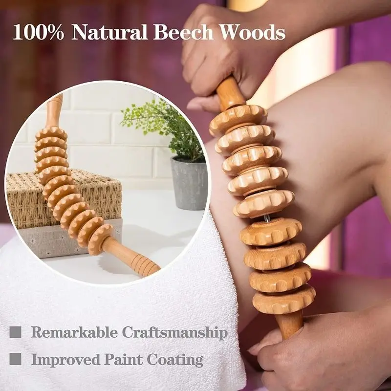 1 pc drevené masážne masážne masážne drevené nástroje Massager, lymfatická drenáž, manuálne uvoľňovanie svalového spustenia celulitídy