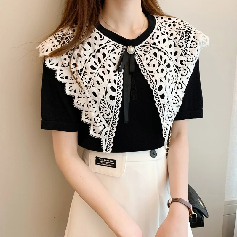 1 PC Lady Tirl False Collar Lace Odnímateľný falošný krk Polyester francúzsky štýl Dutiny