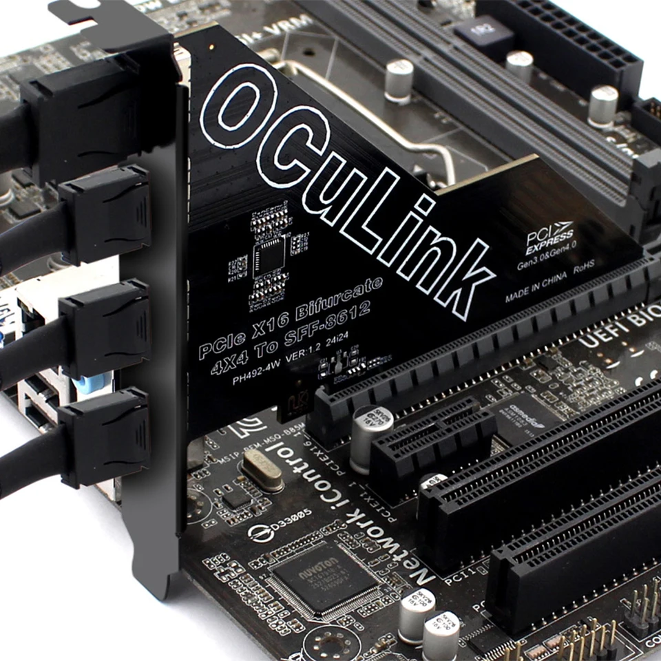 1 PC PCIe X16 až SFF 8611 a 8612 Adapter Card PCIe 16x to Oculink SFF-8612 a 861 Adapter Support Pcle4.0 pre Mac OS/Windows/Linux