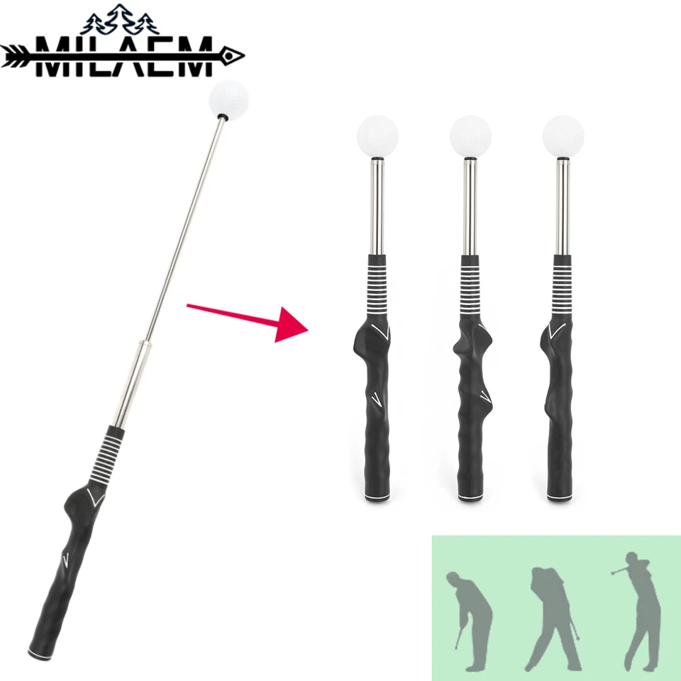 1 PC Teleskopický golfový švih trénera Stick Stick Golf Swing Practice Stick Aid Aid Corrector Corrector Simulovaný nárazový zvukový cvičenie