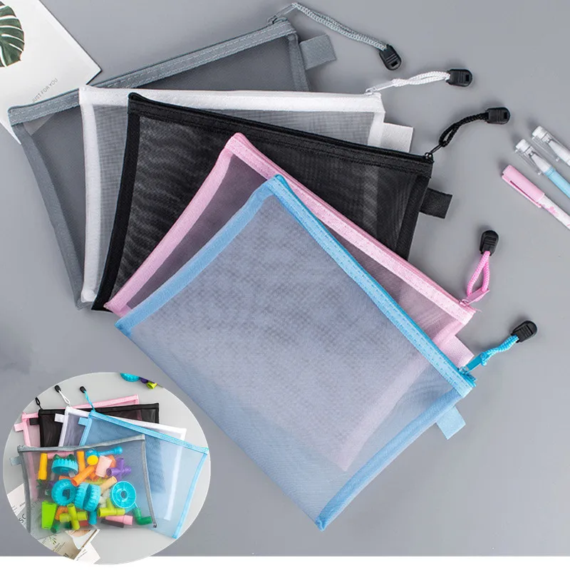 1 pcstransparent siete Zipper File Bag Book Priečinok Stationery Cencil Box Storage Bag A4 A5 A6
