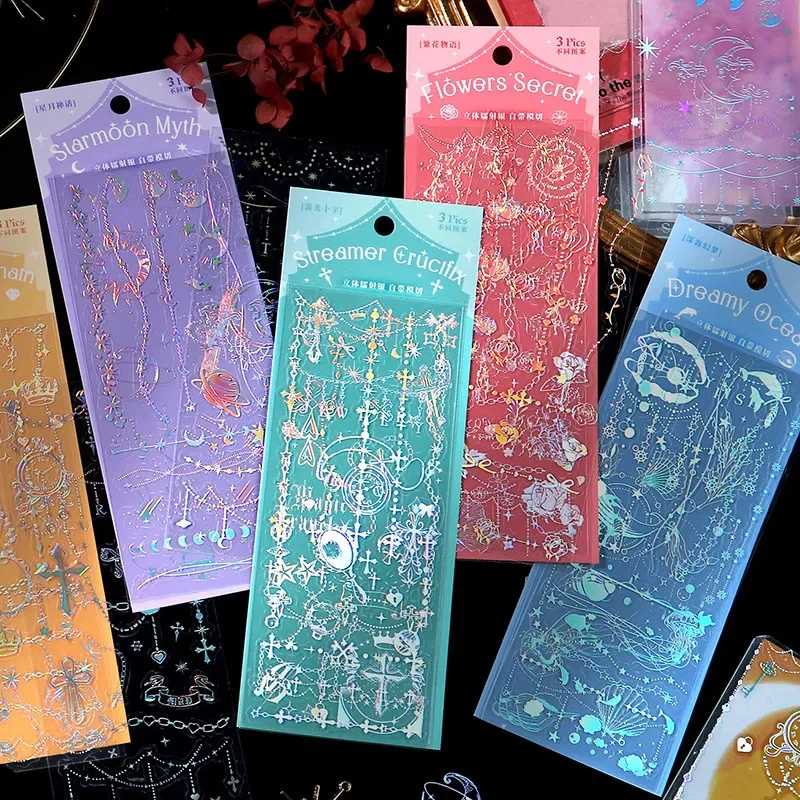 1 počítač s motýľovými kvetinovými vzorkami laserovými laserovými laserovými idolovými fotografickými kartami deco nálepky DIY Scrapbooking denník čipky kolážový materiál