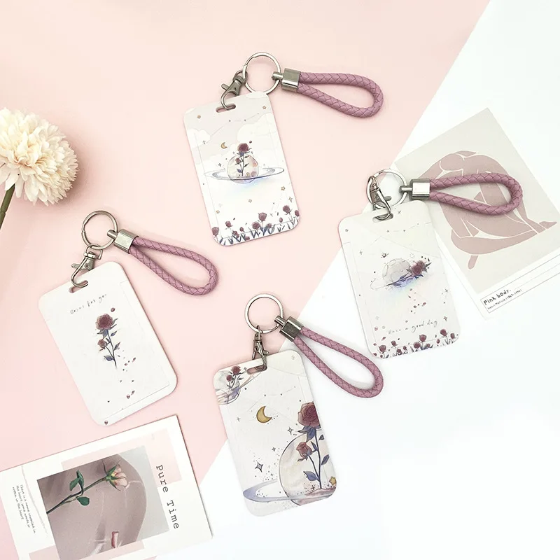 1 počítače Pink Rose Planet Planet Cartoon Cover Cover Student Card Card ID Card a ďalší ochranný držiteľ plastovej karty ABS