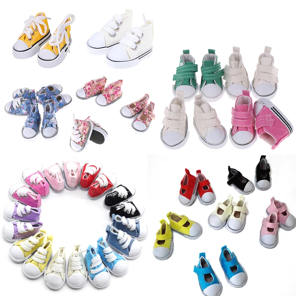 1 pár 5 cm Doll Canvas Shoes SEAKERS Doll Hray Opily Športové tenisové topánky pre 1/6 darčekových hračiek BJD pre deti