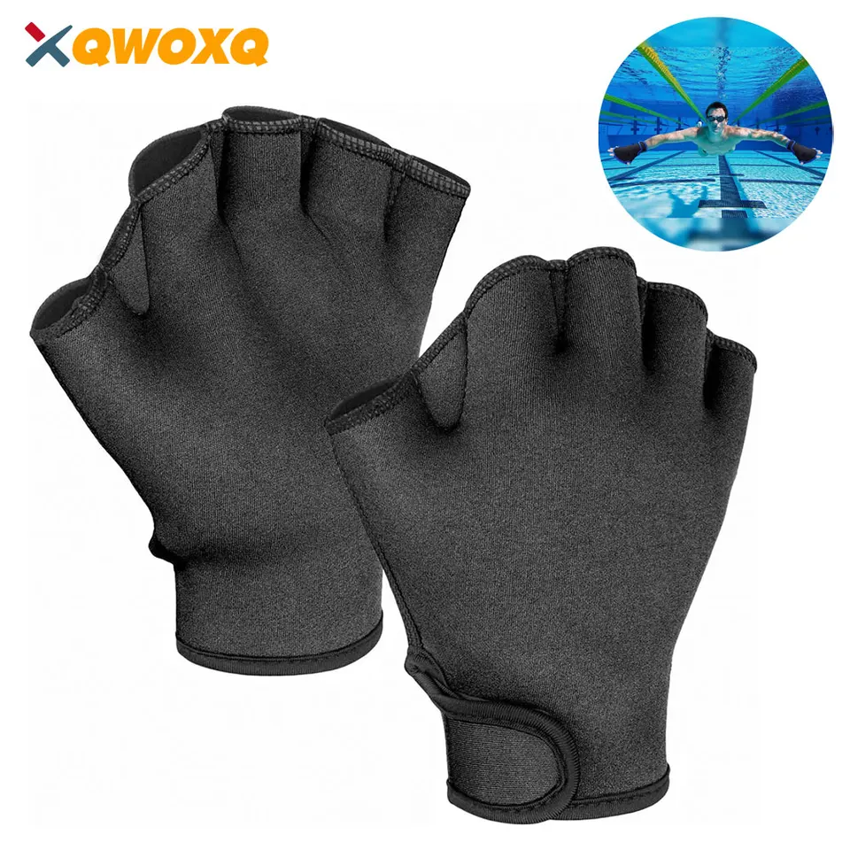 1 pár aqua rukavice Webbed Paddle Plavecké rukavice Fitness Gym Water Aerobics a výcvikové rukavice pre plávanie pre mužov