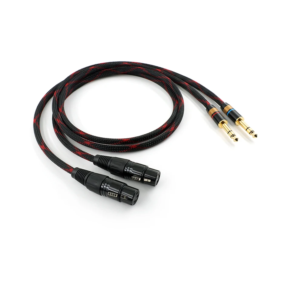 1 pár HIFI Dual 6,35 mm až duálne XLR ženský zvukový kábel 4n OFC 6,5 TRS až 2 XLR Audio Wire
