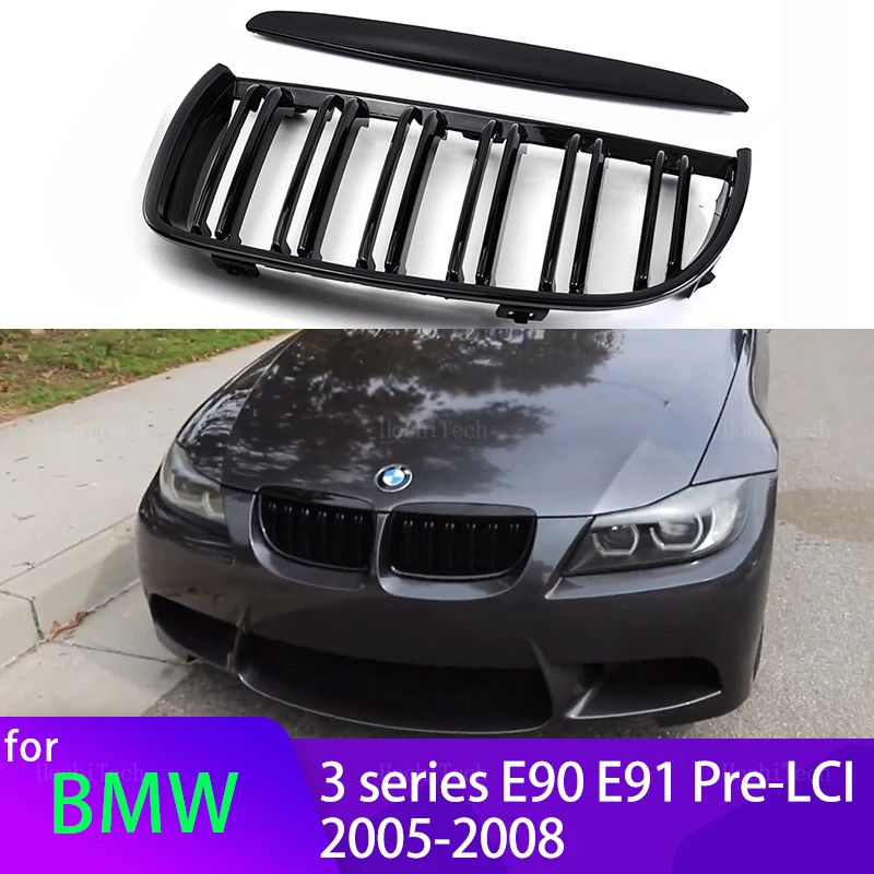 1 pár lesklý čierny automobil predný nárazník obličky Grill Grilles pre BMW E90 E91 3 séria 2005-2012 320I 325I 330I 335I 335XI