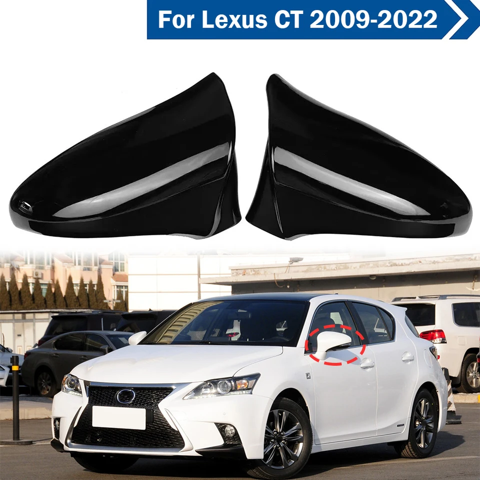 1 pár lesklých čiernych vozidiel bočné dvere spätného zrkadla pre Lexus CT 2009-2022