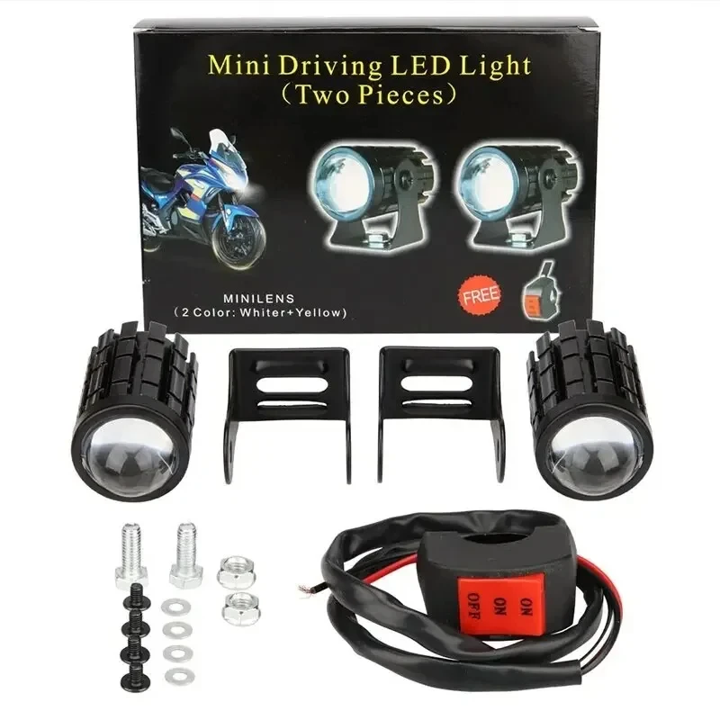 1 pár motocyklových svetlometov Mini hnacie svetlo Spotlight Dual Color pre Scooter ATV Off-road Cruisers Motorcycle Motorcycle