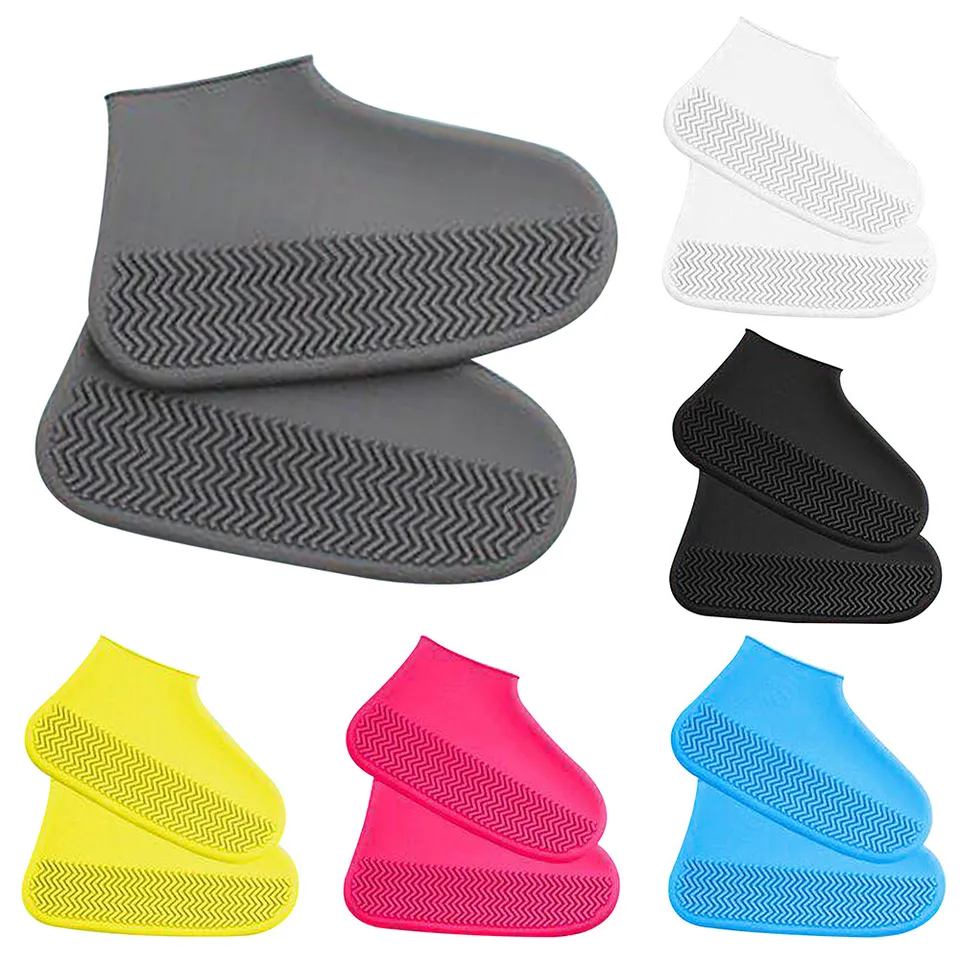 1 pár nepremokavých nekĺzavých silikónových topánok Vysoko elastické opotrebenie rezistentné unisex dažďové topánky pre vonkajší dažďový deň opakovane použiteľný obuv topánky