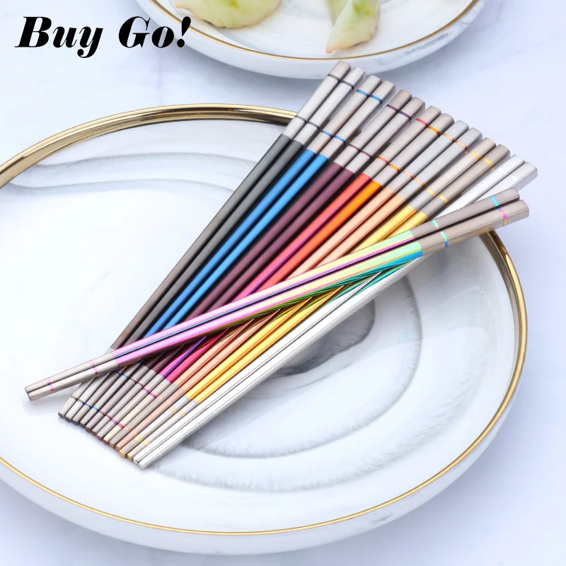 1 pár paličiek z nehrdzavejúcej ocele Čínske nekĺzavé paličky súpravy Opätovne použiteľné Sushi Chop Stick pre deti prenosné obedové príbory