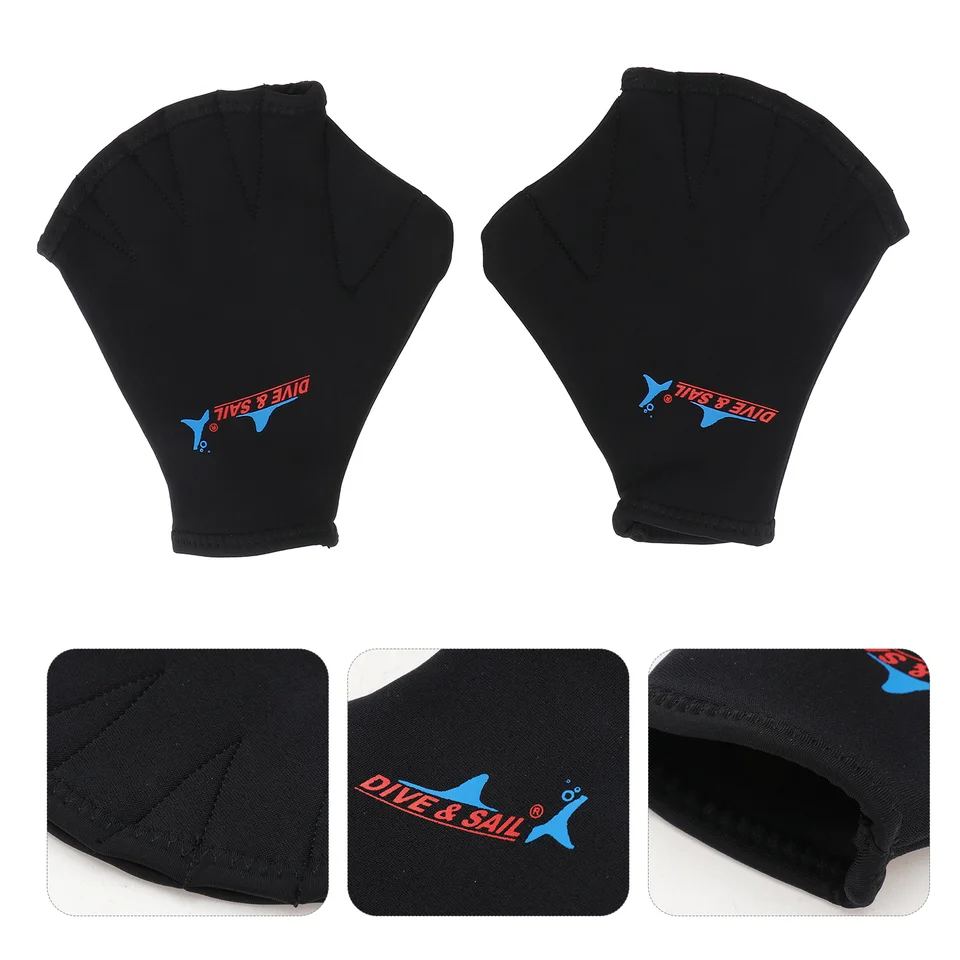 1 pár plaveckých rukavíc Webbed Vodné fit Traning Rukavice pádla potápačské rukavice (čierne) rukavice na kúpanie