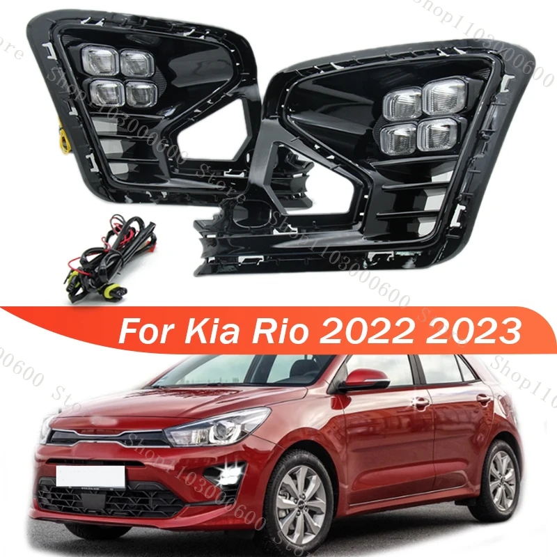 1 pár pre Kia Rio 2022 2023 LED predný nárazník FOG Hmlové svetlo DRL DENNÁ RUDNÁ LAMP