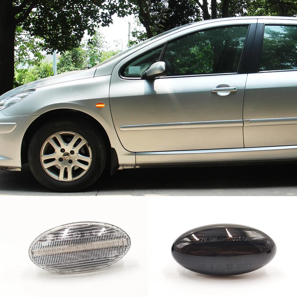 1 pár pre Peugeot 307 206 407 107 607 Citroen C1 C2 C3 C5 LED Dynamické dojaté signálne svetlo prúdiace bočné markerové indikátorové svetlo
