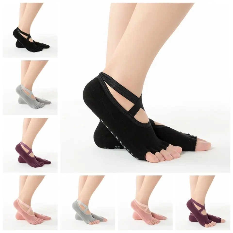 1 pár proti sýteni Five Finger Socks Yoga Cross Strap Cull Five Five Finger Yoga ponožky Split Front Päta Protector Elastic Elastic Elastic