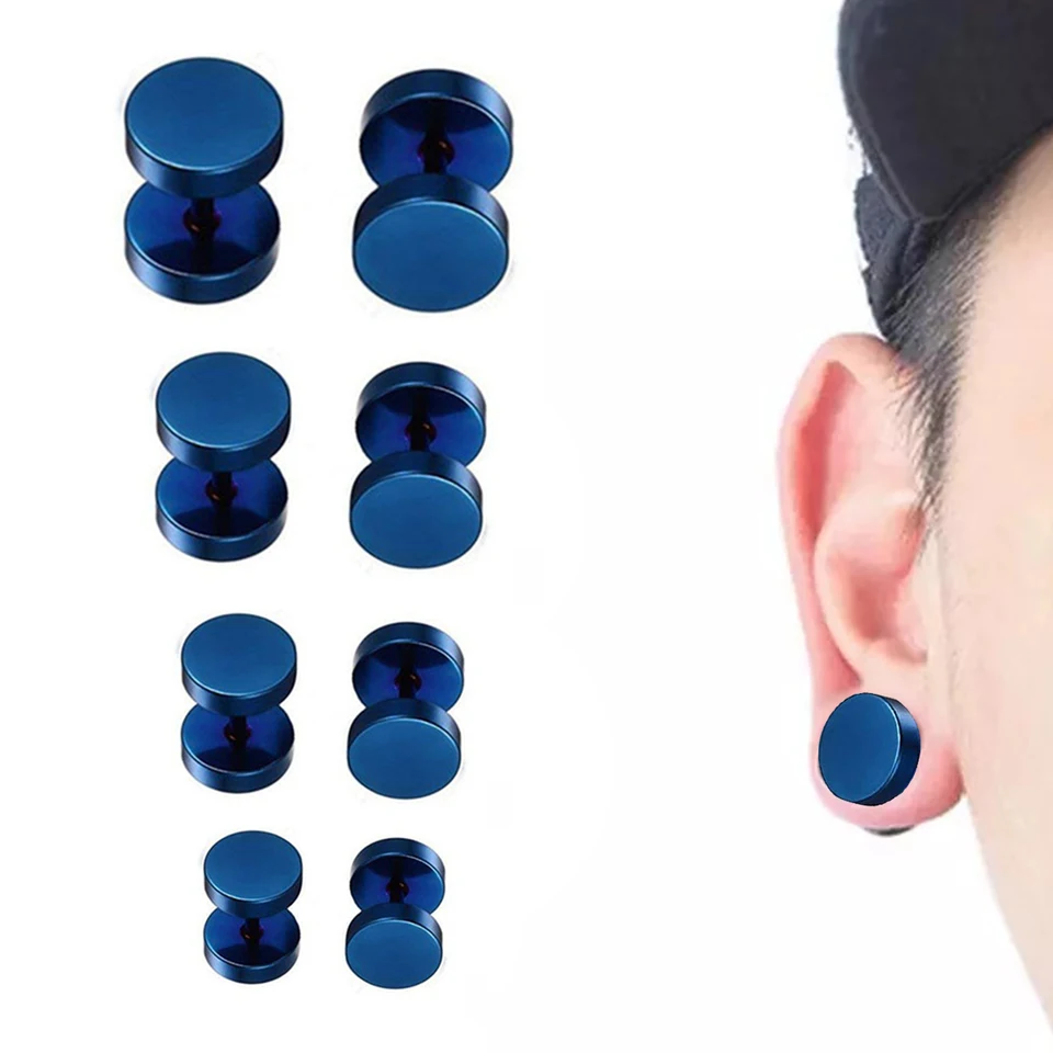 1 pár unisex titánové oceľové falošné ušné plucké nosiče šperky pre ženy pre mužov uši okrúhle tunel náušnice Piercings Body šperky