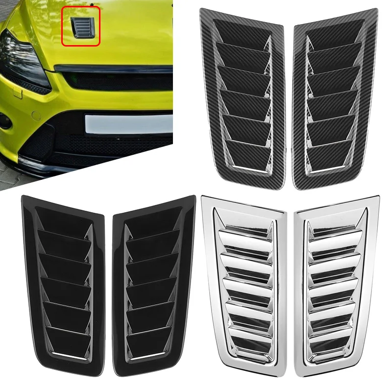 1 pár Universal Front Bonnet Vents Tink Cover pre Ford Focus RS St Mk2 Mk3 Style ABS Glosy Black / uhlíkový vzhľad