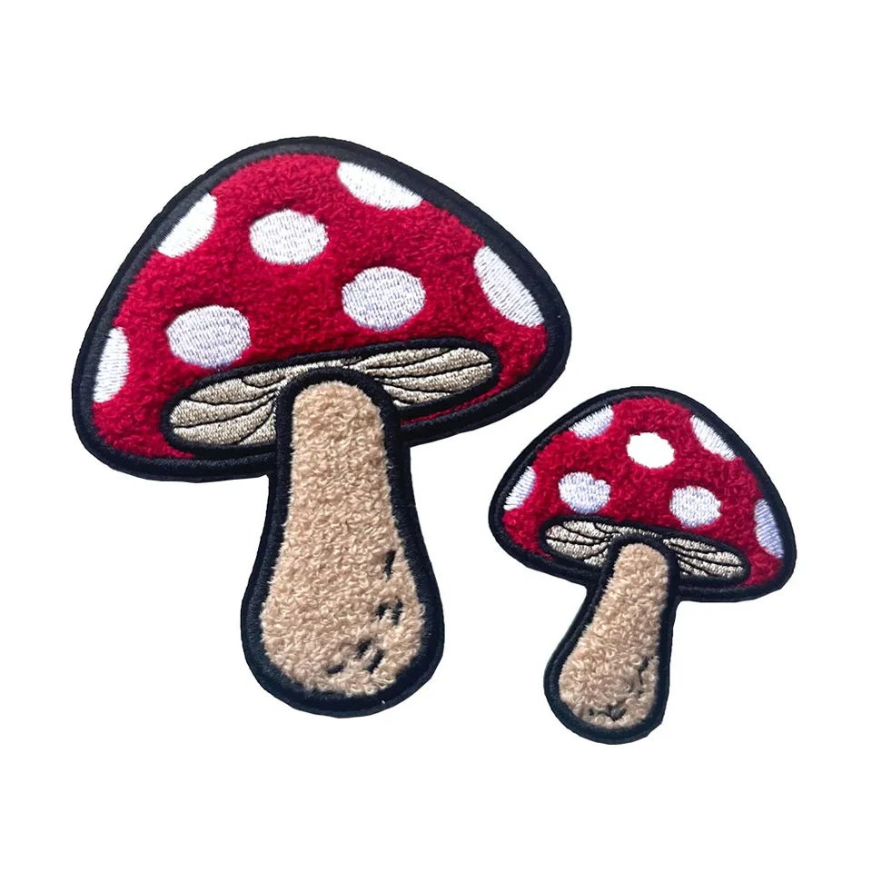1 pár červených húb Paročky na oblečenie DIY Uterák vyšíva opravy 6*7 cm