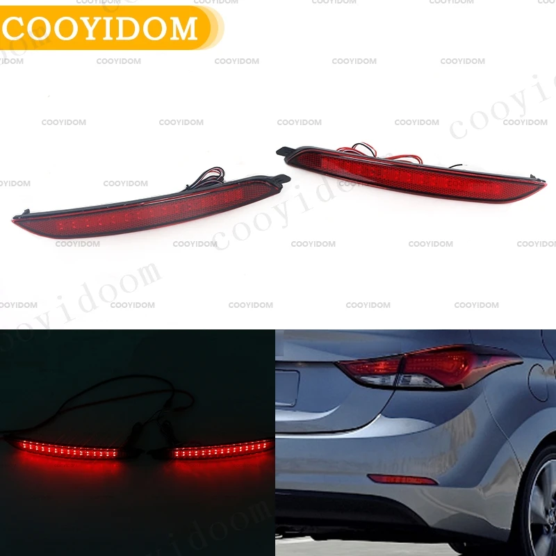 1 párové zadné svetlá LED pre Hyundai Elantra 2012 2013 2014 Zadný nárazník hmlové svetlá brzdové zastavenie signálneho reflektora Zadný nárazník