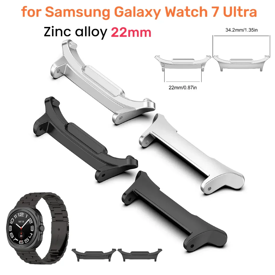 1 párový adaptér Conektor Strap Connector Zinc Connection Connection Adaptér Vnútorný priemer 22 mm pre Samsung Galaxy Watch 7 Ultra 47 mm