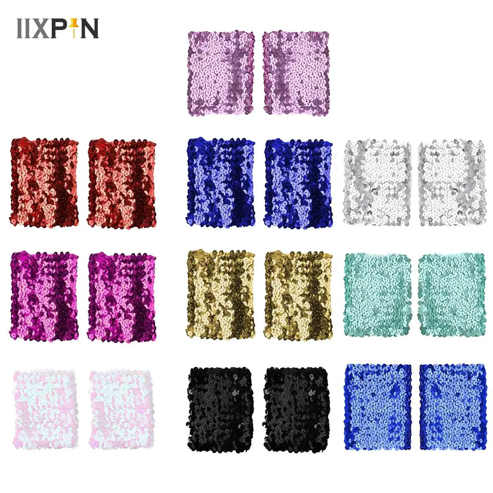 1 páry trendové flitre na zápästie zápästia pružné elastické blingblingové rukávy pre večierky pre večierky Performance Cosplay