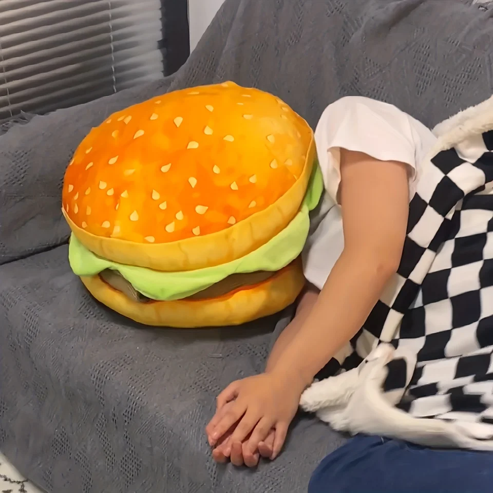 1 Realistický hamburgerový vankúš vankúš 2-v-1 skladací integrovaný vankúš Zábavný darček hamburgerový vankúš Veľký plyšový vankúš