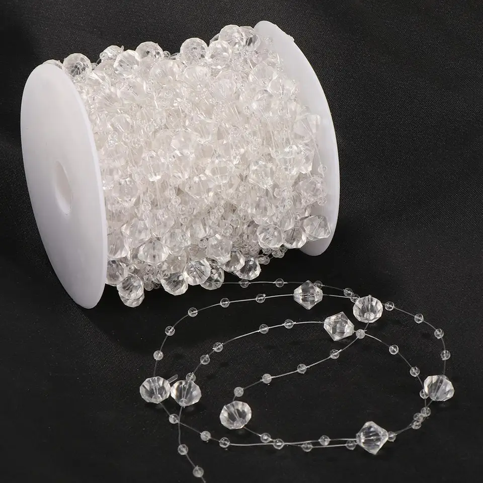 1 rolka krištáľových prameňov Garland Clear Chain Tink na svadbu