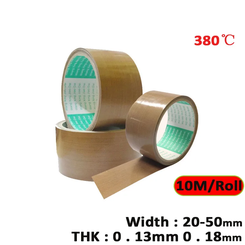 1-roll/10 metrov PTFE Adhesívna handrička bez lepidla odolného na izoláciu s vysokou teplotou vákuovej tesniaceho stroja THK0.13-0,18 mm