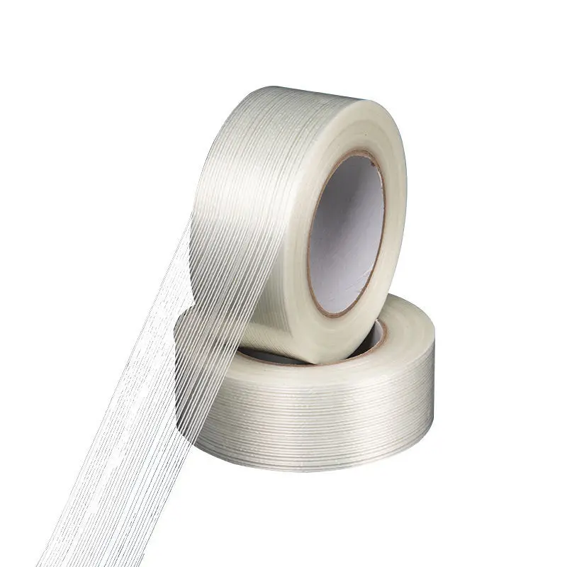 1 Roll 50 m silné sklenené vlákno pásky priehľadné pruhované pruhované single Adhessive Tape Industrial Priemyselné balenie balenie pevné tesnenie