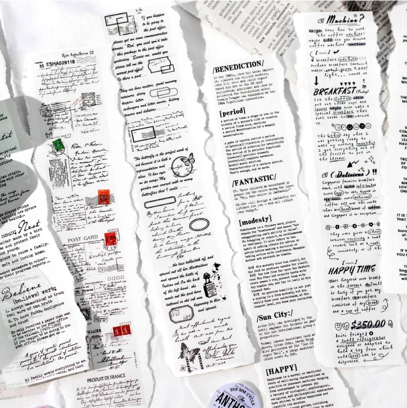 1 Roll 50 mm*2m Letter from Anthony Series English Text Téma Téma nálepka Scrapbooking Material Denník Album Junk Journal Suppti