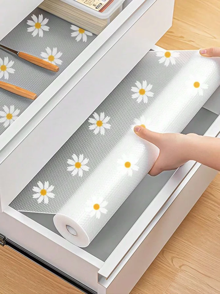 1 Roll Daisy Poličková vložka pre kuchynské skrinky Eva Waterproof Curch Cucboard Mat Easy Placemats Neadhézne zásuvková vložka