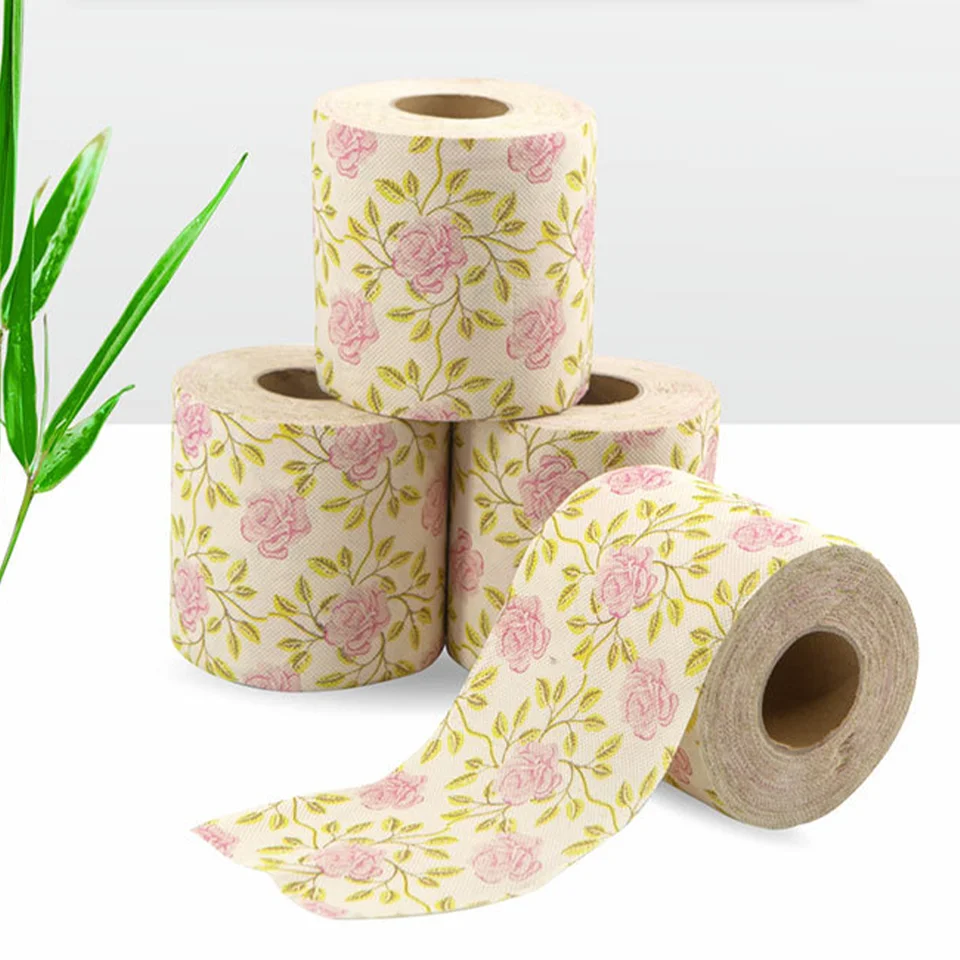 1 Roll z tlačeného dekorácie Tkanivové večere ruže ruže bambusová buničina dekoratívna uterák ružový potlač toaletný papier Kreatívny bambusový buničina