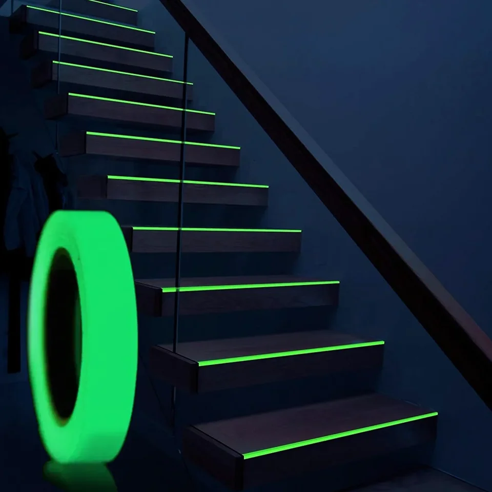 1 Roll1cm*3M Svetelová páska Schodisko Výstražné nálepky Stage Stage Zelený fluorescenčný protichodný výstražná nálepka Luminiscenčná páska