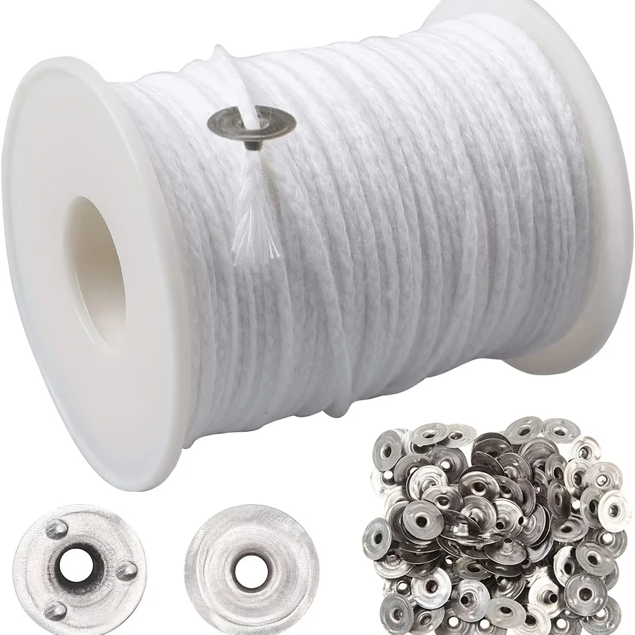 1 Rollová sviečka bavlnená knôt +100ks kovové sviečky Knol Sustauper pre ručne vyrábané sviečky DIY Craft Craft Set Adsessory
